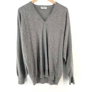 Manrico Cashmere V-Neck Sweater Men 54 XL  Grey Gray Knit Italian Made Classic